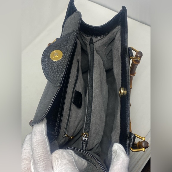 GUCCI vintage “DIANA”Bamboo Leather Tote Black - Picture 16 of 16